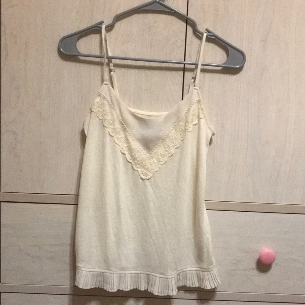 Cream lace embroidered top